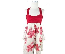 Alice + Olivia Red Flower Halter Sunday Dress