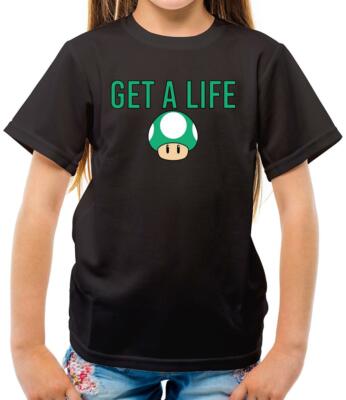 Get A Life - Kids T-Shirt - Mario - Gaming - Gamer - Game - Geek - Nerd