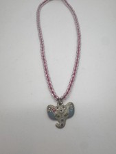 Gymboree Girls Elephant Necklace   Pink Beaded   Enamel Pendant   Kids Jewel