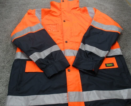 Bisley Tradie Jacket Large Long Sleeve Orange Blue Wet Weather Wear Zip Up video thumbnail