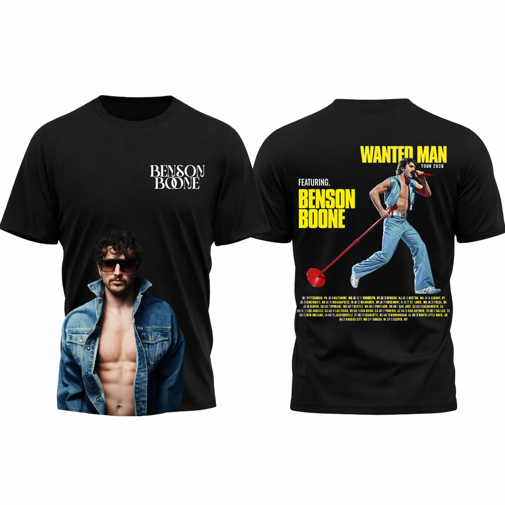 Benson Boone Wanted Man Tour 2026 Shirt - Size S to 5XL | eBay