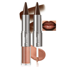 2 in 1 Lip Combo Sets, Dark Brown Natural Lips Liner and Liquid Lipstick Combo M