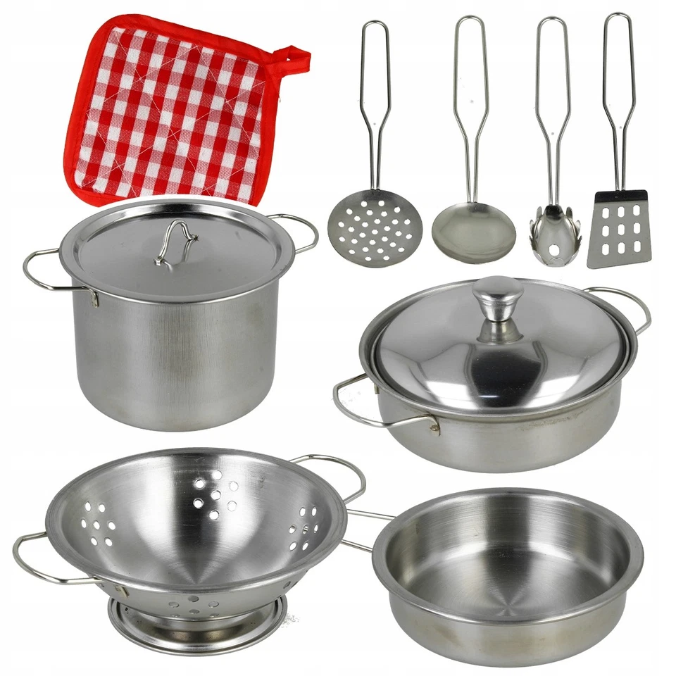 Groes Metall Kochgeschirr Set fr Kinder 11 Teile Spielkchen Zubehr - Bild 2 von 4
