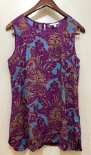 Cabi Top Womens Floral Tropical Sleeveless Top L Purple Blue Island Beach Summer