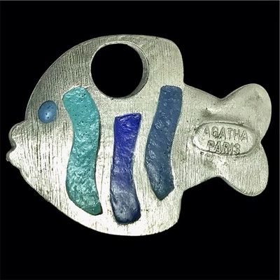 AGATHA Superbe Pendentif Poisson Emaillé 3,8 X 2,8 Cm - Photo 1/2