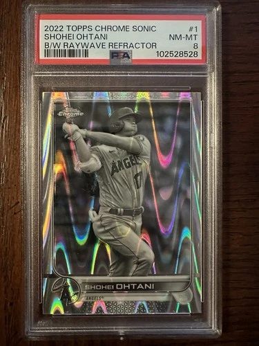 2022 Topps Chrome Sonic - Shohei Ohtani #1 Black & White RayWave Refractor PSA 8