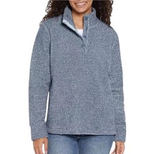 Eddie Bauer Plush Slate Blue Quarter Button Pullover Sweater