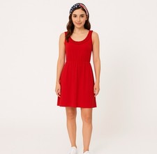 Ann Taylor Loft Sleeveless Sundress Women's Small 4th of July Ruffles Red Soft