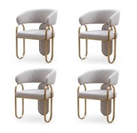 StüHle Weiß Gepolstert Goldgestell Modern Elegant Wohnkomfort Flair