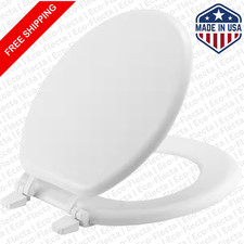NEW Round Closed Front Enameled Wood Toilet Seat in White Durable  Wood Finish
