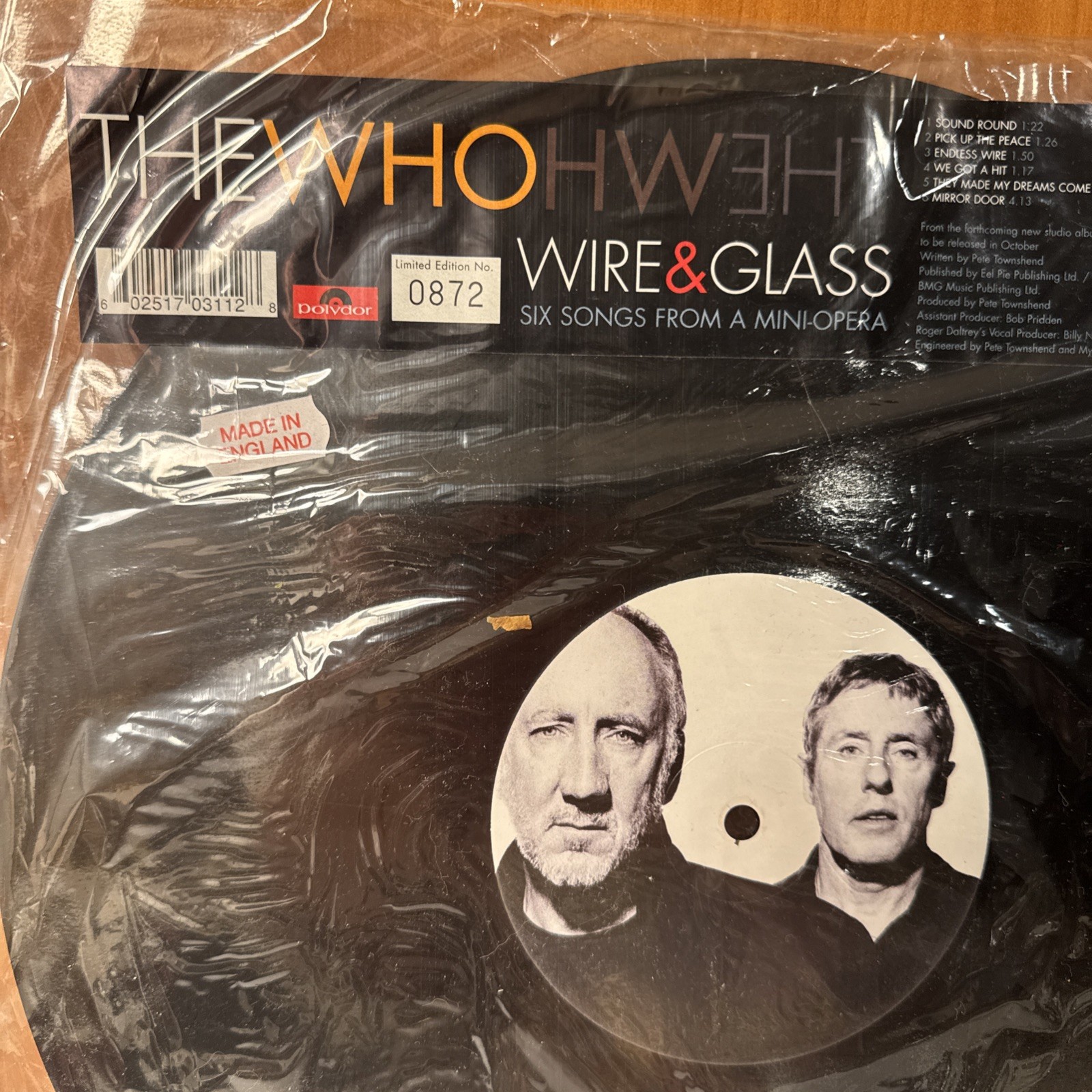 The Who – Wire & Glass 12” Vinyl EP Limited Edition #0872 Polydor England Sealed
