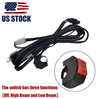 LED Headlight Wiring Harness Handlebar Switch For Honda Yamaha Kawasaki Suzuki