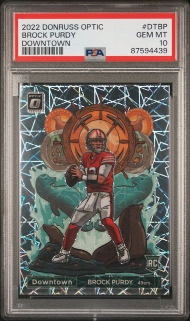 PSA 10 - 2022 Donruss Optic BROCK PURDY RC Downtown Case Hit SSP 49ers