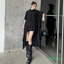 Women's Short Sleeved Shirt Dress Summer Loose Slimming Casual Mid Length Skirts