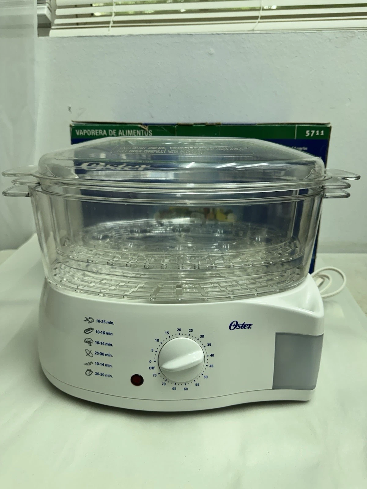 OSTER 2-Tier 6.1 Quart Food Steamer 900 Watts Model #5711 Works Perfect Clean
