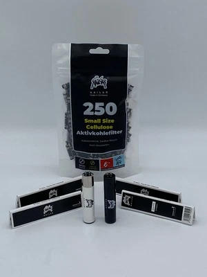 Kailar Cellulose Slim Aktivkohlefilter ø 6mm 250 St. schw + 4x Papier o. 1Feuer.