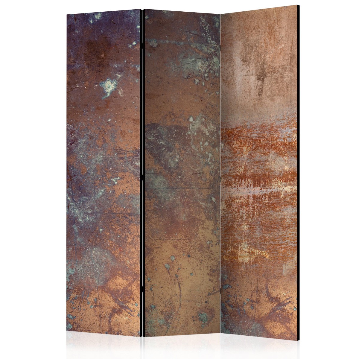 Paravent 3 volets industriel Rusty Plate pour separer un salon loft
