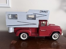 Vintage Red Metal Buddy L Steel Pickup Truck Camper Shell Americana Toy Vintage Red Metal Buddy L Steel Pickup Truck Camper Shell Americana Toy