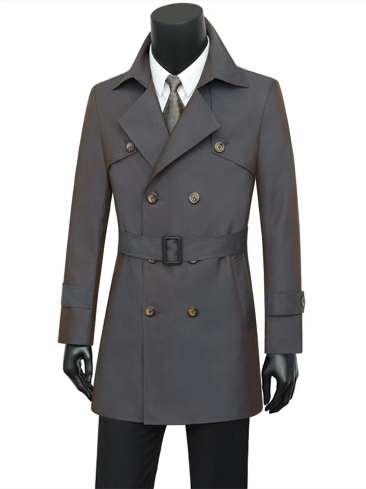 Windbreaker Men Autumn New Korean Style Slim Fashionable British Style Long Coat - Image 3 of 4