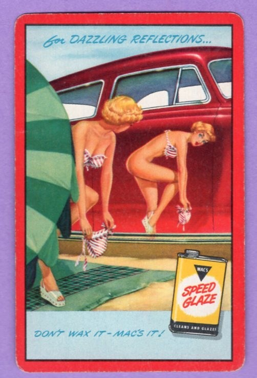 1 Single Swap Playing Card PINUP GIRL SPEED GLAZE AD CAR RISQUE LADY VINTAGE