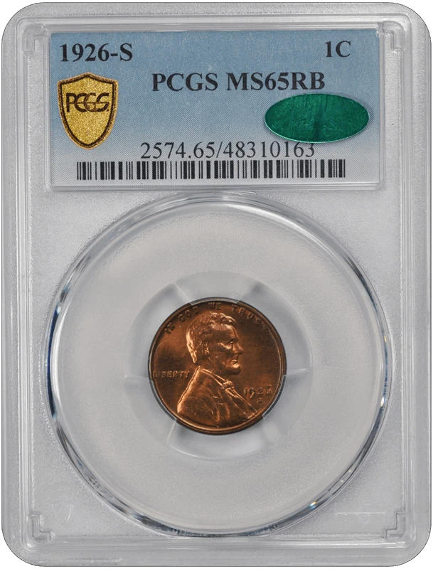 1926-S Lincoln PCGS CAC RB 65