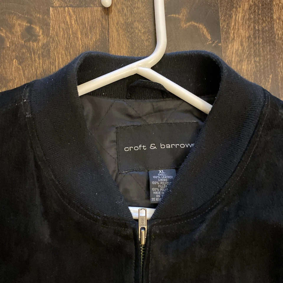 Mens Black XL Suede Bomber Jacket - Croft & Barrow - Size XL - Image 4 of 4
