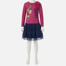The Grinch Kids Girls Pink Grinch Long-Sleeve Top and Mesh Skirt, 2-Piece Set 6X