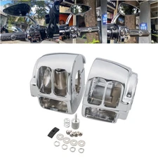 Chrome Handlebar Switch Button Housing Cover For Softail Dyna Sportster Touring