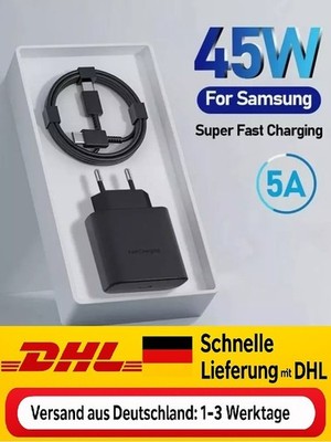 45W PD Schnellladegerät USB-C für S23 S24 Ultra Note EU Stecker Adapter