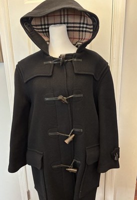 Vintage Burberrys Of London Duffle Coat Black Wool Horn Toggles, Made In England