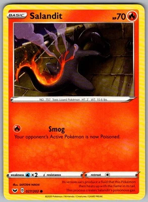 Salandit Common SWSH01: Sword & Shield Base Set 027/202 NM - Image 1 of 2