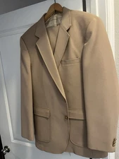 Men’s Beige Suit Sears Mfg. Perma Prest 42 Long W/pants 38 Waist X 34 Long. 