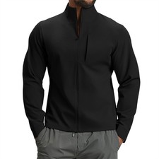 Men Solid Color Breathable Stand Collar Sports Casual Jacket Outerwear S-2XL