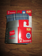 Hanes 2 Pack Classic Plaid Boxers Size Youth XL 18 - 20 NEW IN PACKAGE