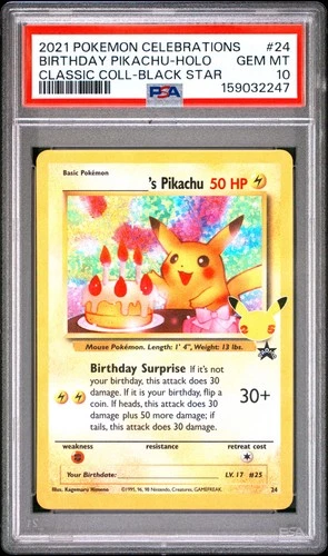 2021 POKEMON CELEBRATIONS CLASSIC COLLECTION #24 BIRTHDAY PIKACHU-HOLO PSA 10
