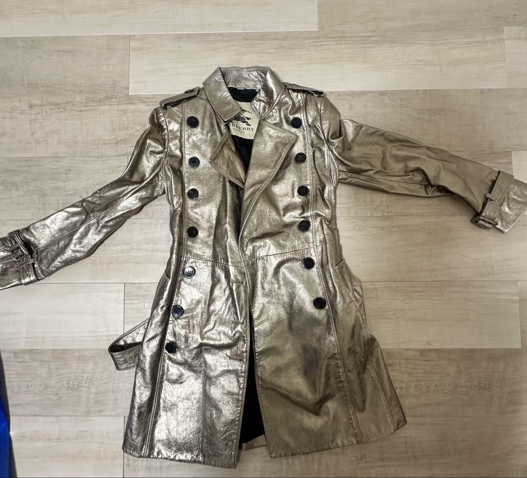Burberry Metallic Silver Trench Coat Women's #EE ACA | eBay