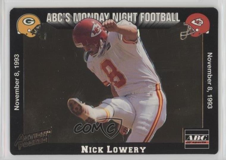 1993 Action Packed Monday Night Football Nick Lowery #42 1k3