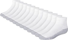Hanes boys Socks, Double Tough Small, Ankle - White/Grey Bottom - 12 Pack