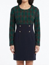 Vintage My Michelle Plaid Dress Size 7/8 Green Black Tartan Mod Formal
