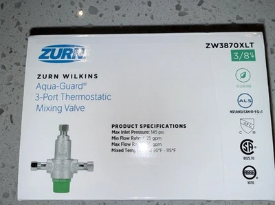 ZURN Zine 3/8” Aqua-guard 3 -port Thermostatic Mixing Valve 38-ZW3870XLT
