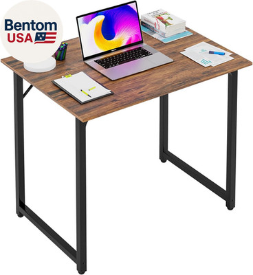 | 32 Inch Computer Desk | Brown | Office Desk with Metal Frame, Adjustable Feet