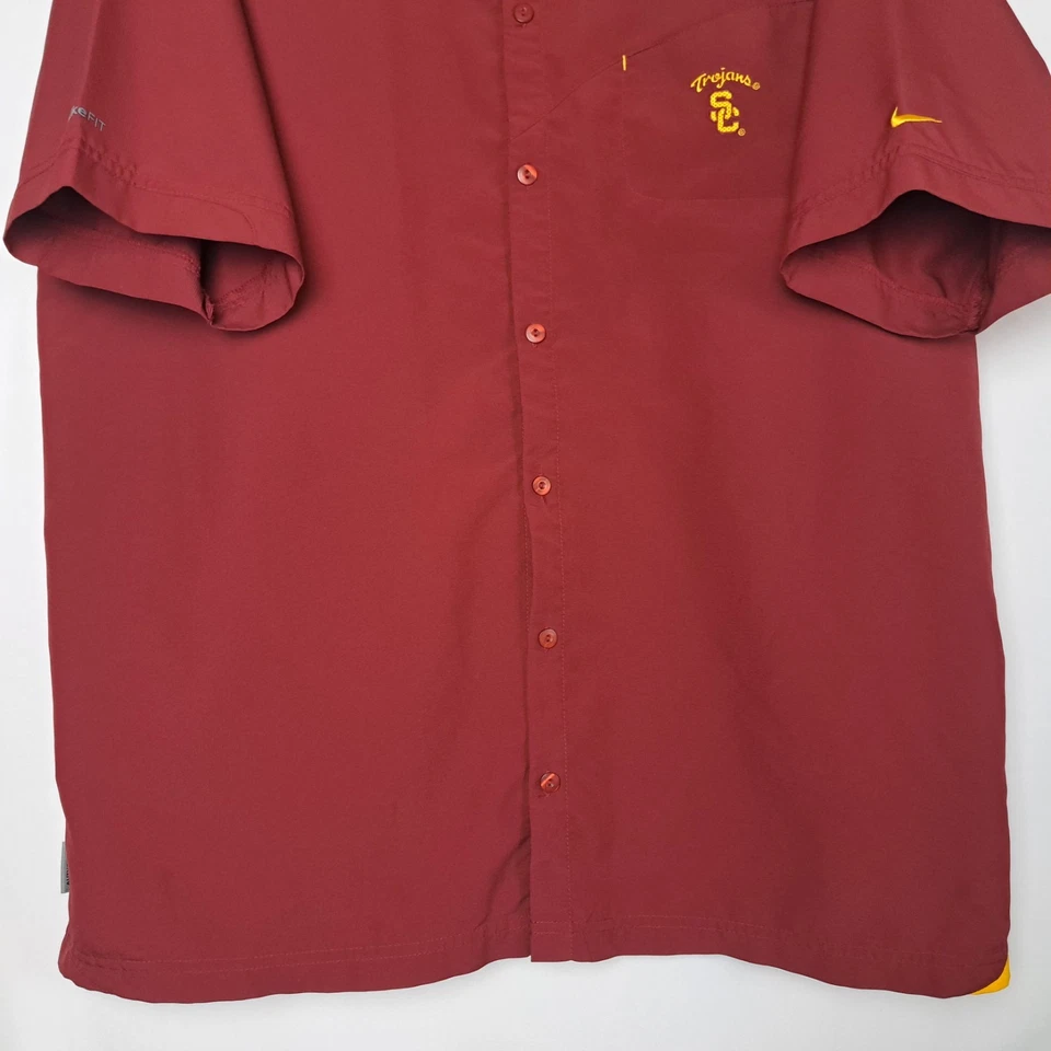 Nike Team USC Trojans Shirt Mens 2XL XXL Red Button Up S/S NCAA Football NikeFit - Image 3 of 4