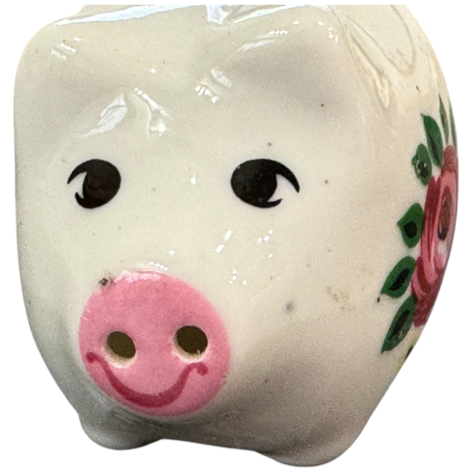 Vintage Floral Pigs Piglets Hogs Flowers Kissing Painted Salt and Pepper Shakers