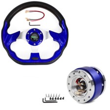 12.5 Universal Blue D Shape Racing Steering Wheel W Quick Release Adapter Kit