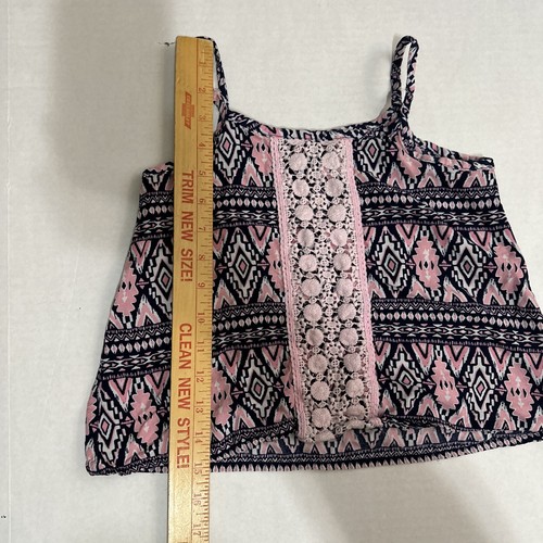 Girl's Top Justice Brand Size 7 Pink with Black Spaghetti Strap top - Picture 4 of 6