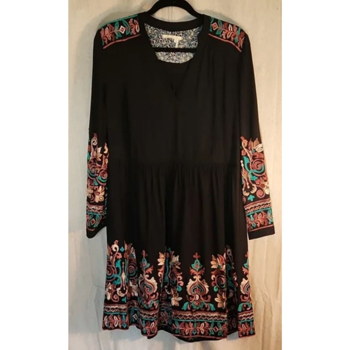Floreat black embroidered dress from Anthropologie size S