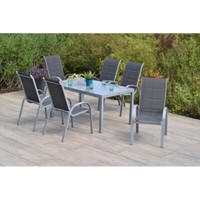 Merxx GartenmöBel Amalfi Di Lusso Set 7Tlg. 6 Stapelsessel Anthrazit + 1 Tisch