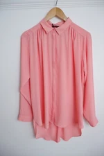 MARKS & Spencers NEW PEACH Blouse Shirt Size Uk Rrp £39.50 Long Sleeve Bnwts