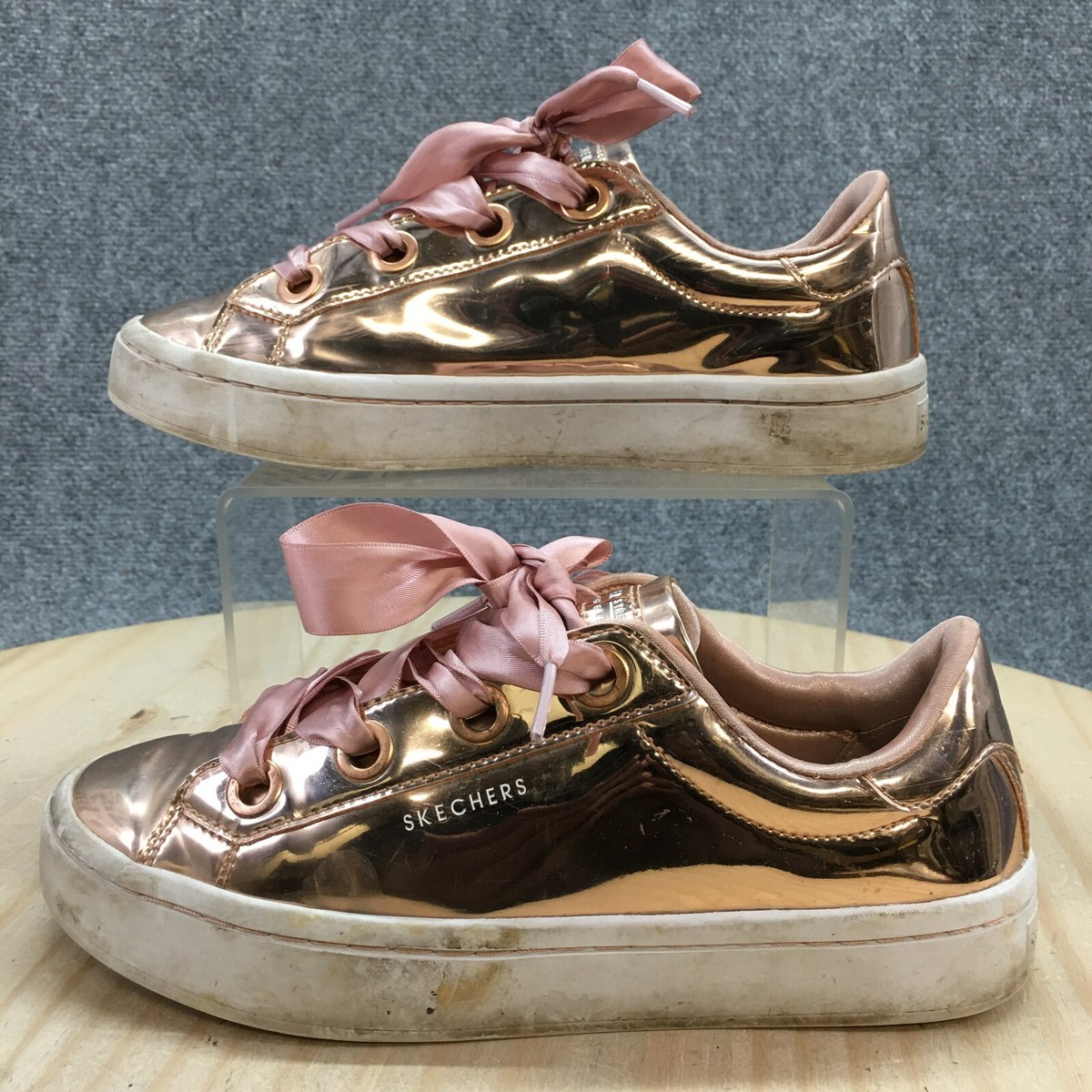 Skechers Shoes Womens Liquid Bling Sneakers Rose Gold Casual