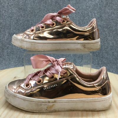 Skechers Shoes Womens Liquid Bling Sneakers Rose Gold Casual Metallic  958